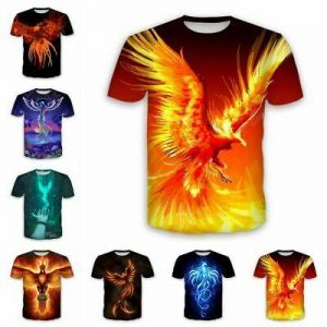 New Men Women 3D Print Fire Phoenix birds Casual Short Sleeve T-Shirt Tops