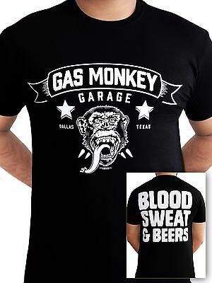 Gas Monkey Garage Blood Sweat and Beers Licensed Fast Loud Black Men T-shirt